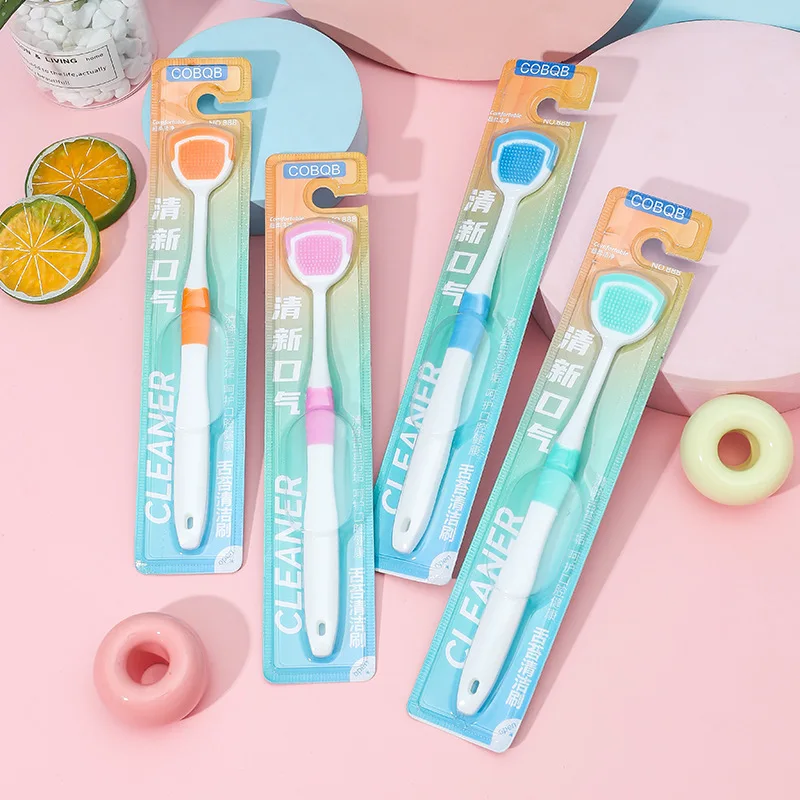 

New in Tongue Scraping Toothbrush Tongue Coating Cleaner Removable Tongue Plate Single Tongue Scraping Device Tongue Cleaner