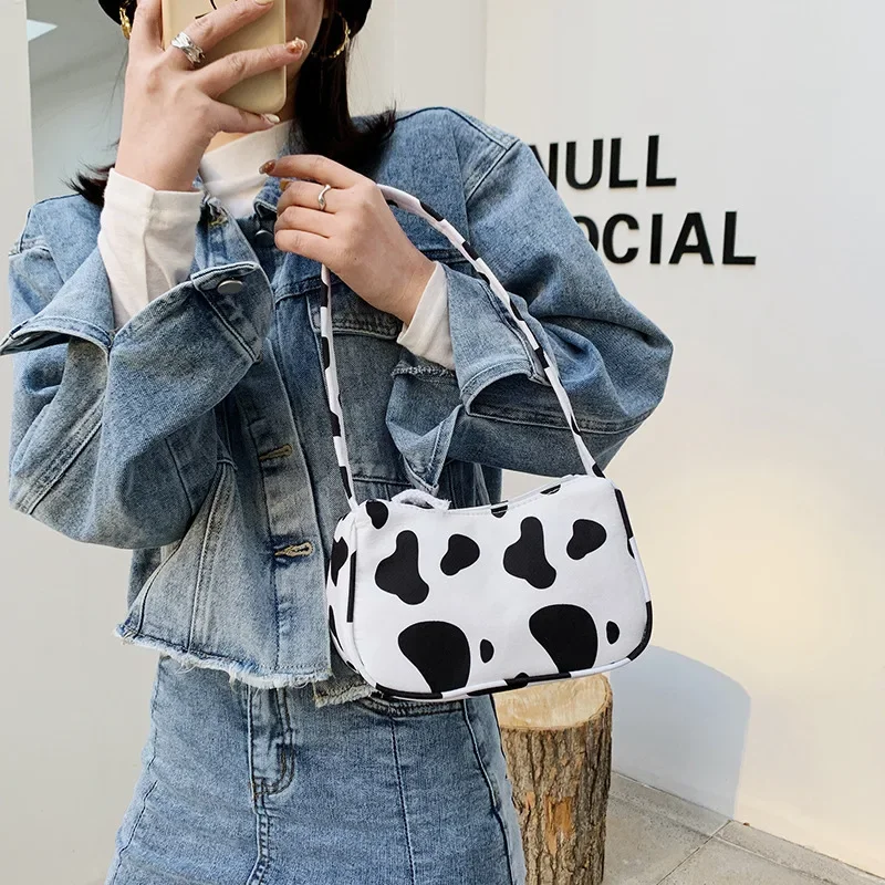 Borsa da donna Fashion Design Retro Cow Zebra Leopard Printing borsa ascellare a tracolla Casual Ladies Small Purse Shopper Handbags