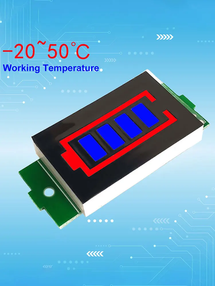 1/2/3/4/6/7/8S Lithium Battery Capacity Indicator Module LED Display Lithium Battery Level Indicator 4 Sections 3-34V 5mA