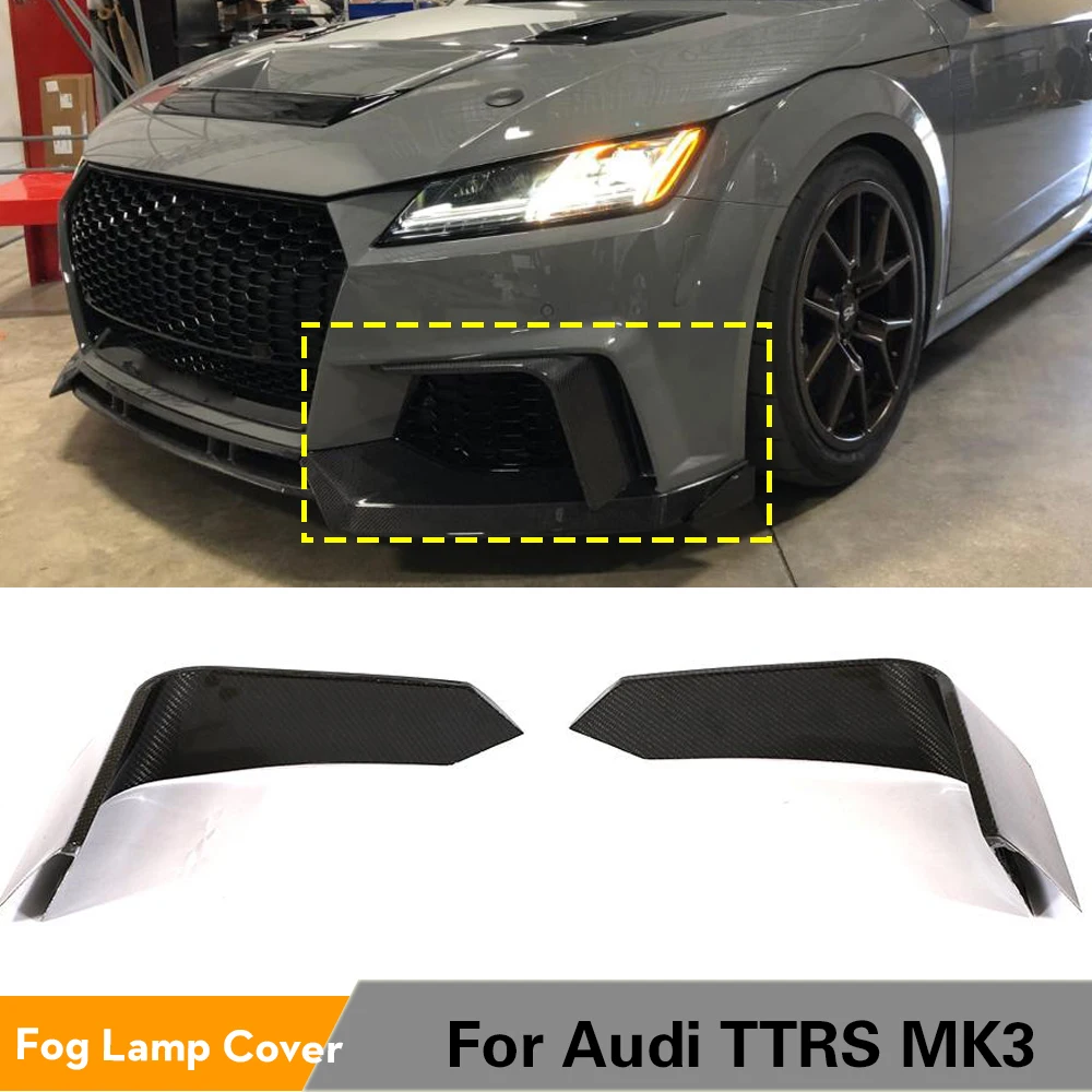 Carbon Fiber Car Front Canards for Audi TTRS MK3 2Door Coupe 2016 2017 2018 FRP Front Bumper Fins Fog Light Cover Body Kits