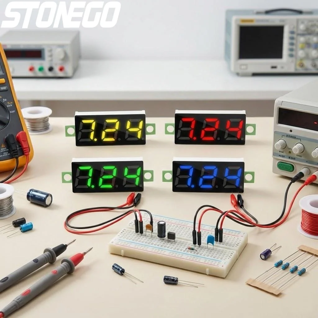 Mini Digital Voltmeter 0.28 Inch DC 2.5V to 30V Voltage Tester Two Line Voltmeter for Electrical Measurement Tools