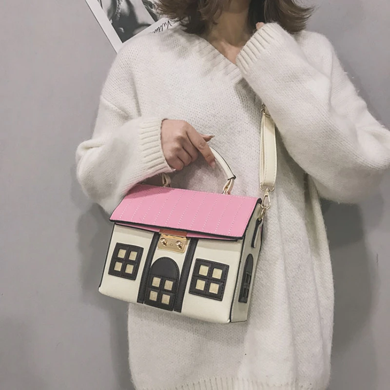 Personality House Shaped Leather Women Handbags Fashion Creative Girl Messenger Crossbody Bag Shoulder Bag Bolsa Fesmall Na