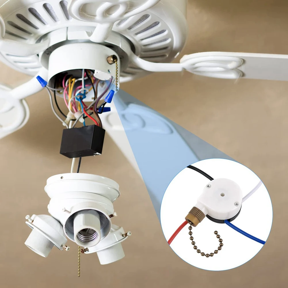 ABWR-Ceiling Fan Switch Kit ZE-208S E89885 3 Speed 4 Wire Pull Chain, Ceiling Fan Parts, Switch Speed Control Switch