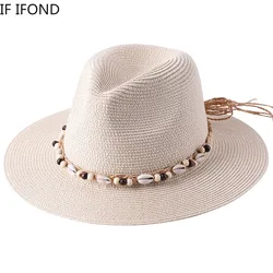 54-58-60CM Women Summer Straw Hat With Natural Shell Conch Outdoor Holiday Parent-Child Hat Panama Beach Sun Hat Dropshipping