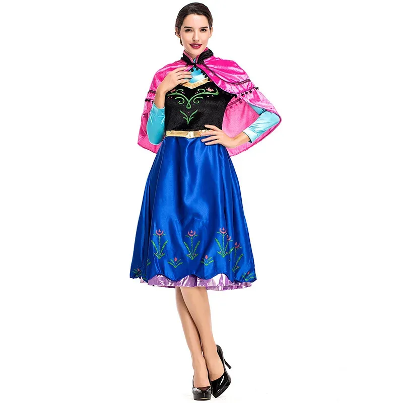 

Women Halloween Princess Anna Costume Adult Anime Cartoon Character Role Play Dress