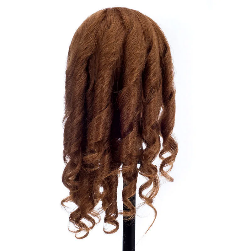 100% real hair styling with ironable curled and blown hair styling, fake human head, coiled hair, braided hair, model head.