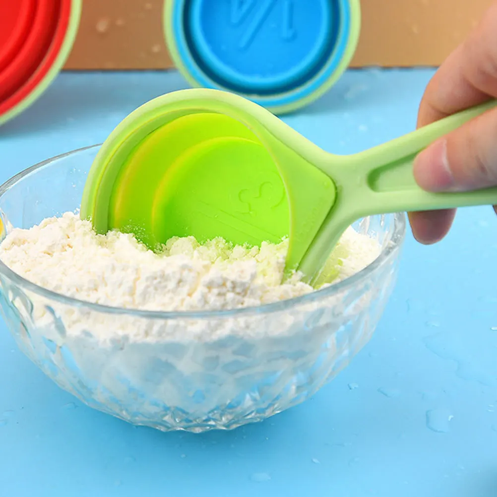 

Набор из 1 прочных мерных ложек со складной конструкцией, эргономичной ручкой, четкой шкалой, съемным кольцом-застежкой, многоразовые кухонные инструменты