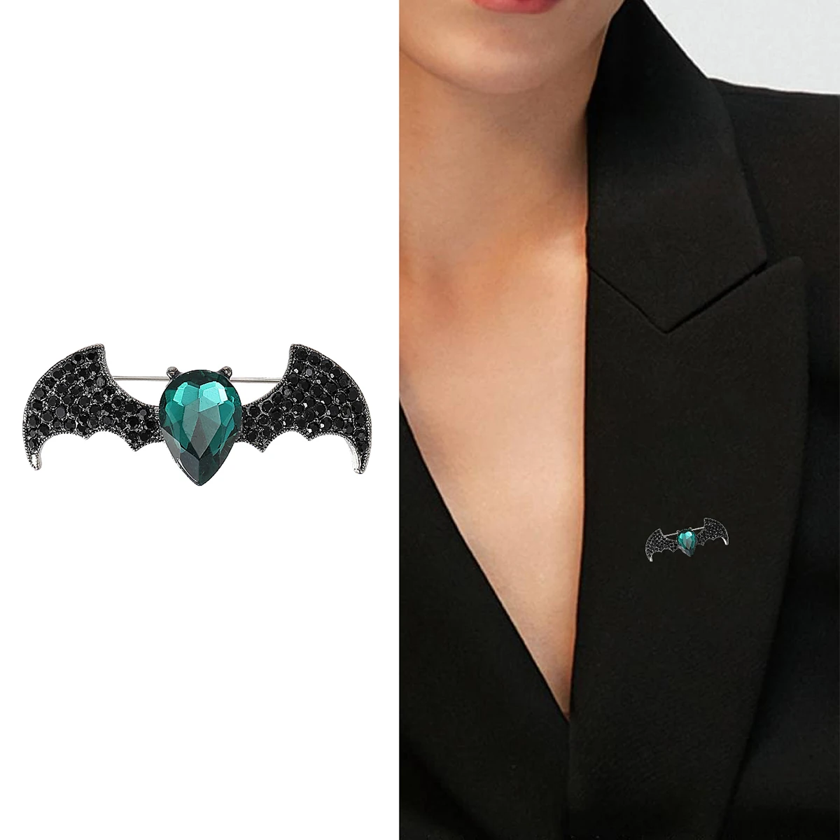 Beaut & Berry – broches chauve-souris en strass pour femmes, unisexe, épingles d'halloween, accessoires de fête décontractés, nouveaux cadeaux de luxe, décoration pour amis