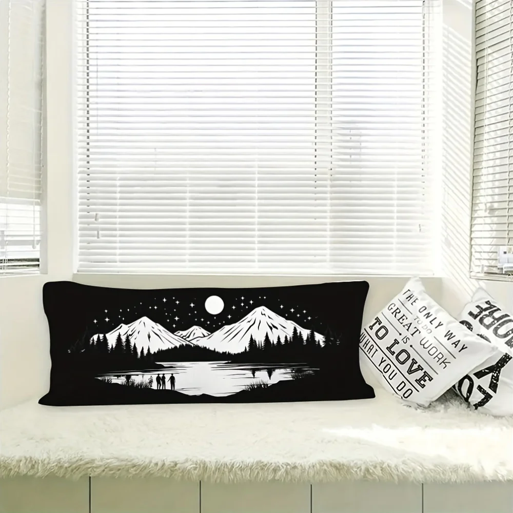 

Polyester Mountain Landscape Body Pillow Cover,Decorative Long Cushion Case with Double-Sided Print