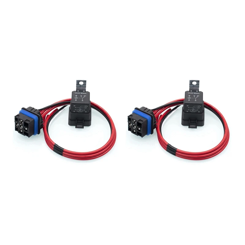 2X 60/80 Amp 12 Volt Waterproof Automotive Relay With Pigtail 5-Pin Heavy Duty 12 AWG Relays For Boats Auto Fan Cars