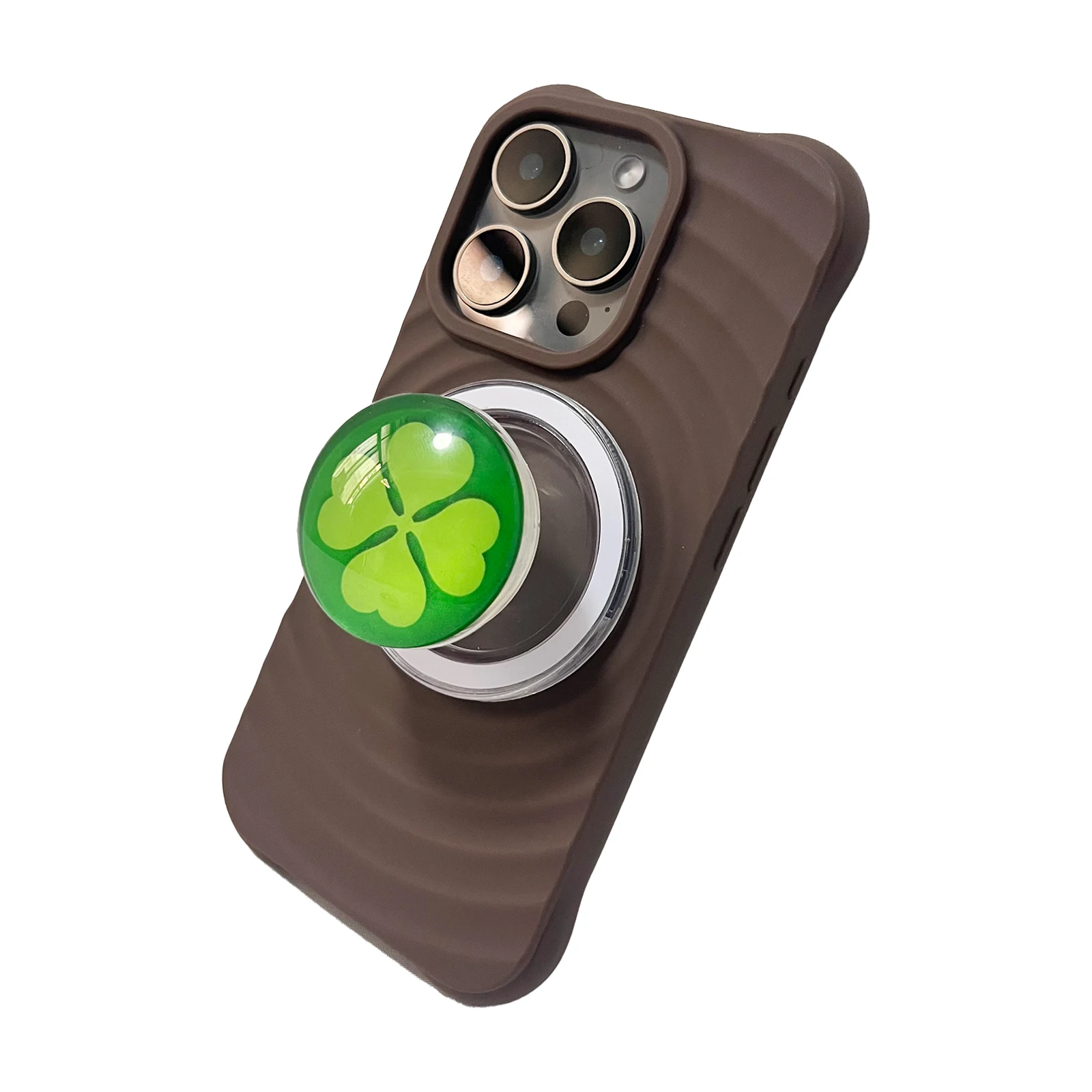 

Милый 3D хрустальный шар с четырьмя листами клевера, чехол-держатель для телефона, подставка для Magsafe, магнитный кронштейн для iPhone 17, iPhone, Samsung Griptok