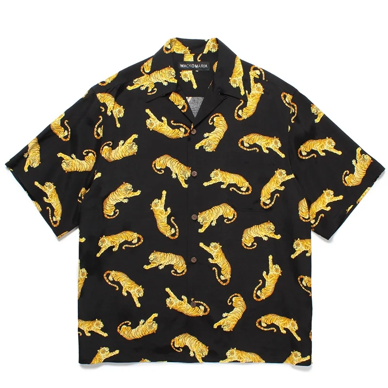 WACKO MARIA High Street Men's Women's Summer 25SS New Full Print Tiger Casual High Quality Hawaii Short Sleeve Shirt