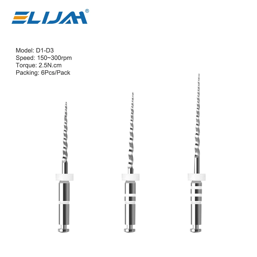6Pcs/Box Dental Retreatment Engine Root Canal NiTi File Denspay D1-D3 NiTi Super D Rotary Files For Root Canal Cleaning Tools