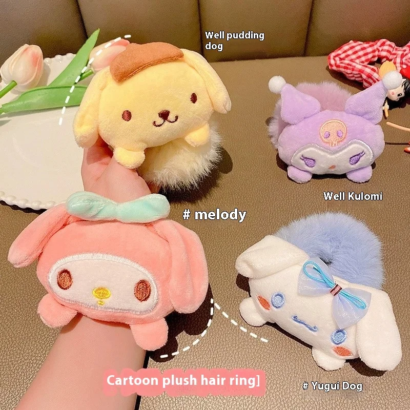 Miniso Sanrio Cute Cartoon Plush Hairband Handmade Creative Headrope Autumn/Winter Girls Kawaii Headwear Surprise Gift For Girls image 3