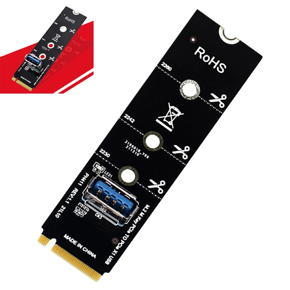 

Адаптер преобразователя M.2 NGFF M-Key в USB3.0 NGFF M.2 на PCI-E X1, расширитель видеокарты, поддержка карт передачи 2280 2260 2242 2230