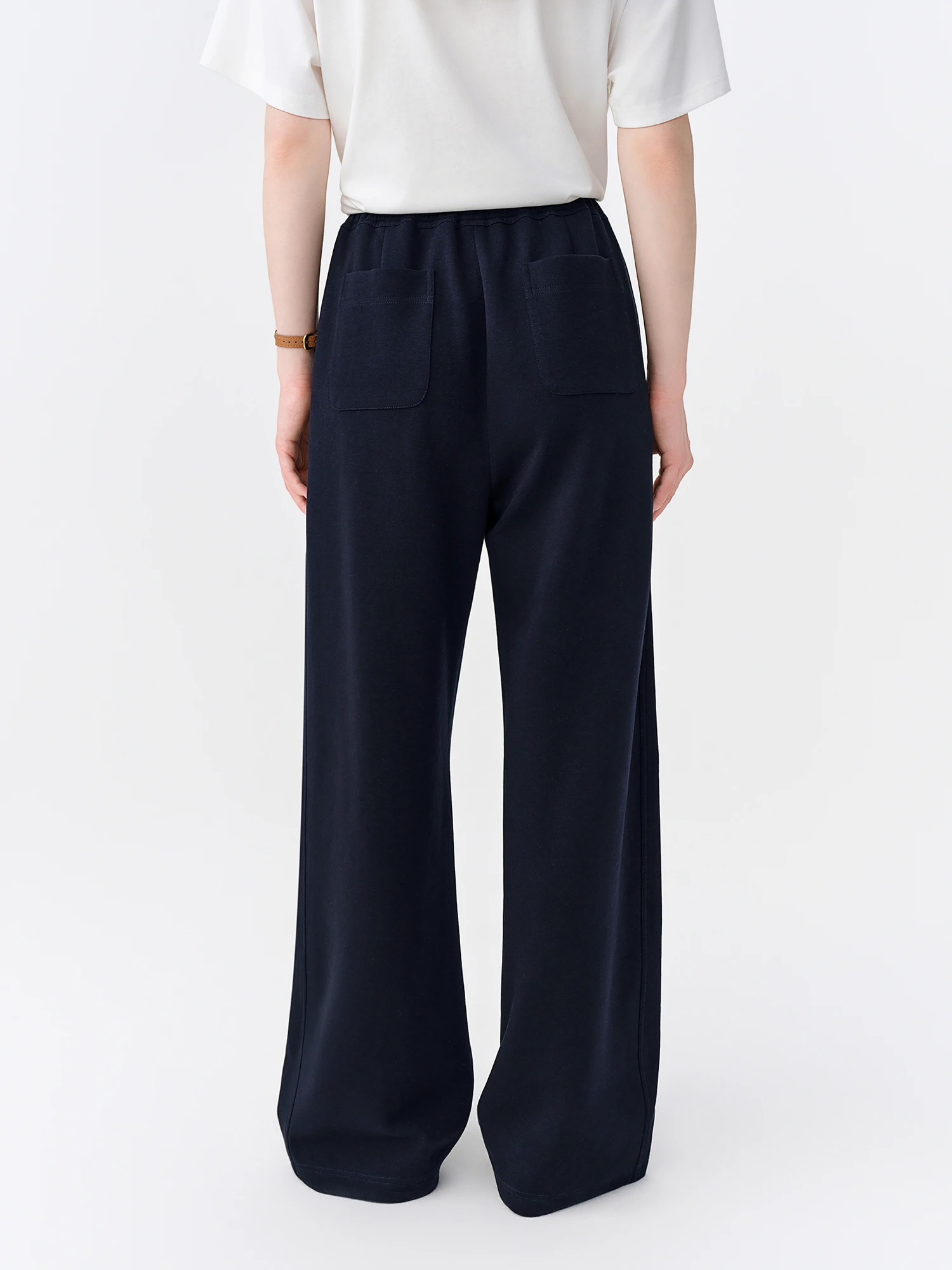 DUSHU 2026 Autumn New Women's Color-Block Drawstring Wide-Leg Pants Slimming Straight-Leg Trousers Available in Multiple Sizes