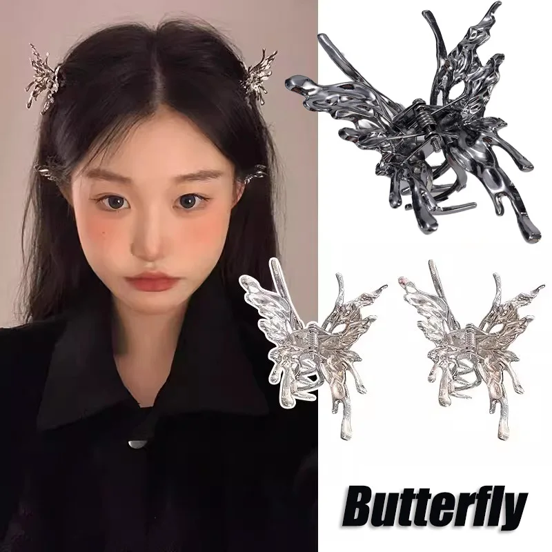 Fashion Metal Hollow Butterfly Hair Claw Women Girls Geometric Hair Clips Headband Back Head Hairpin Hair Crab Hair Accessories