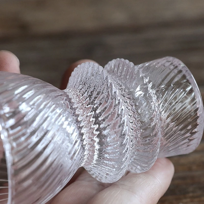 Clear Ribbed Glass Holders With Twisted Texture, Double Use Decorative Tealight or Tapered Candlestick for Home Table Styling