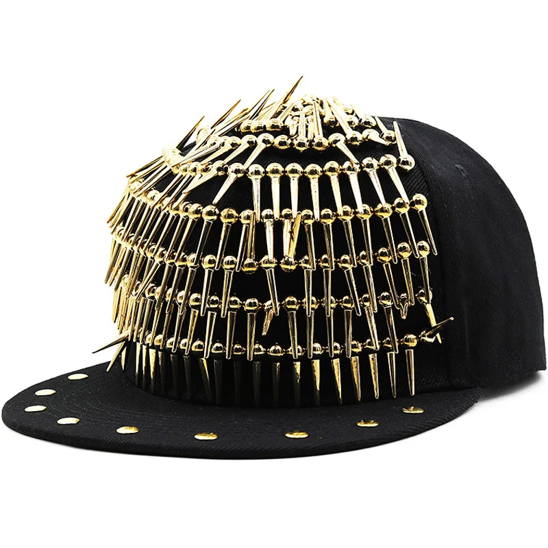 DIY Long Hat Nail Riveted Baseball Cap Hip Hopl Flat Brimmed Fashion Outdoor Cool Party Men Women