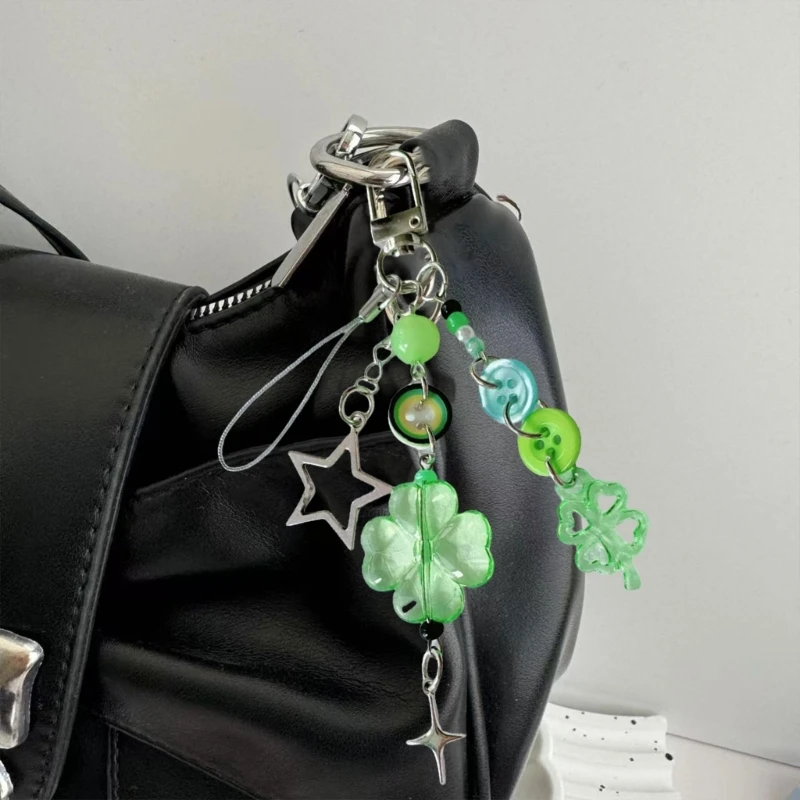 Green Clovers Phone Charm Handmade Keychain Accessory for Everyone Daily Use