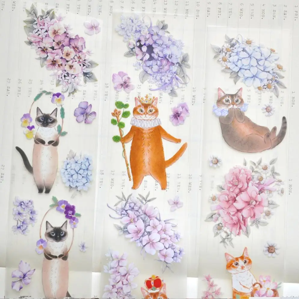 Taiwan david handbook tape whole roll Aby Royal Garden cat pattern paper tape