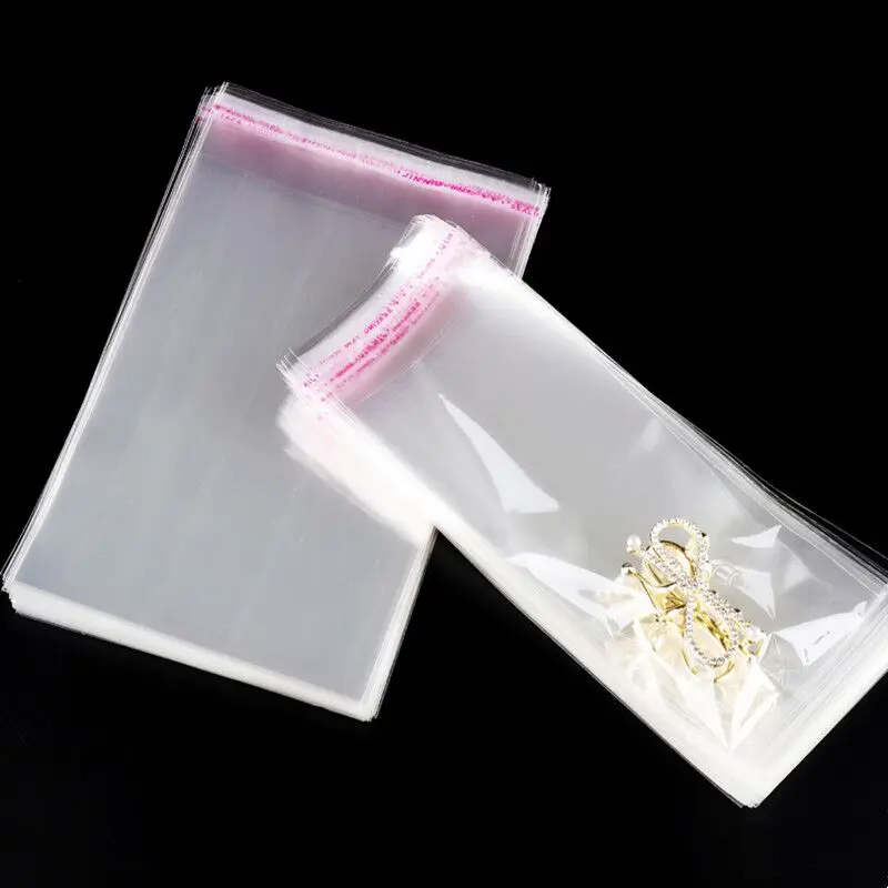 1000pcs Transparent OPP Ziplock Plastic Bag Jewelry Gift Gift Box Packaging Self-adhesive Biscuit Candy Packaging Cellophane Bag