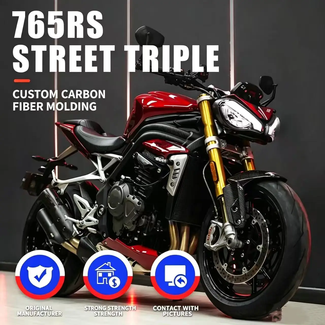 Applicable to Triumph Street Triple 765RS 2020 21 22 23 24 25 2026 carbon fiber modified carbon fiber deflector mudguard