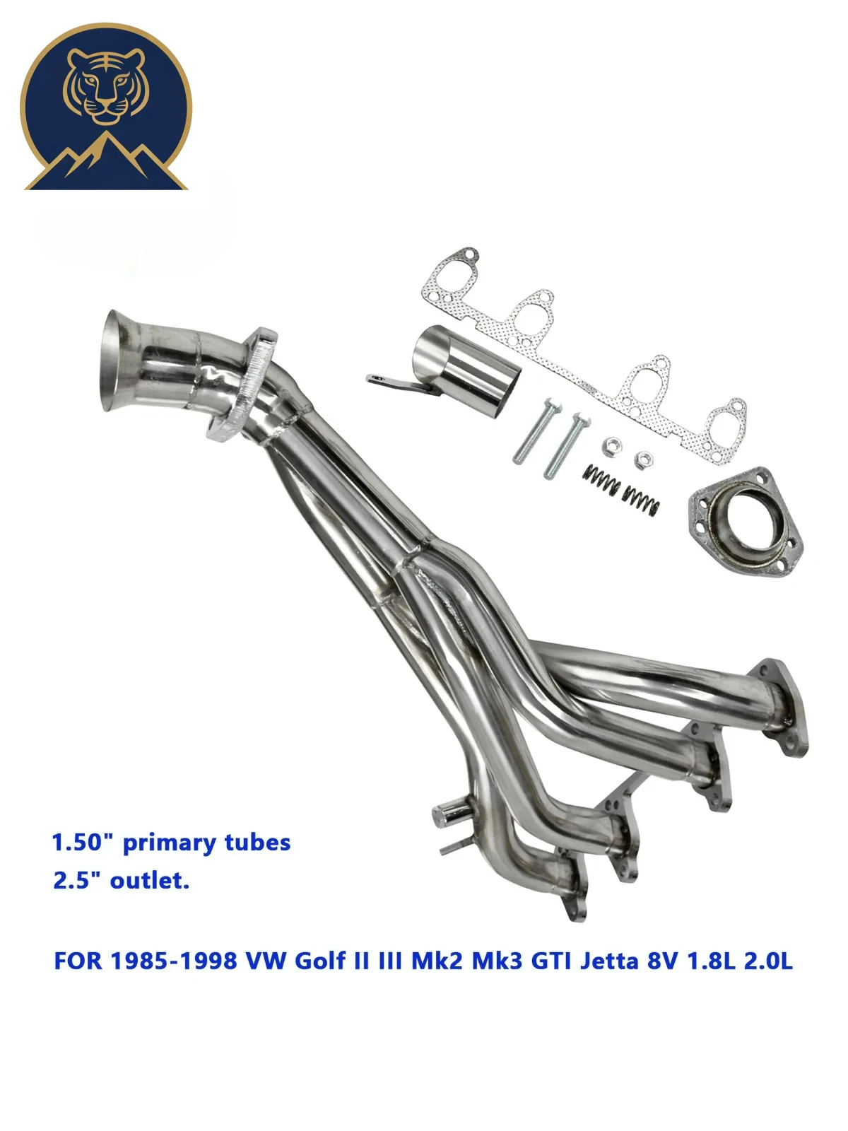 Performance Race uitlaatspruitstuk headers voor 1985-1998 VW 8V 1.8L/2.0L - Golf Mk2/Mk3 GTI, Jetta - afbeelding 2
