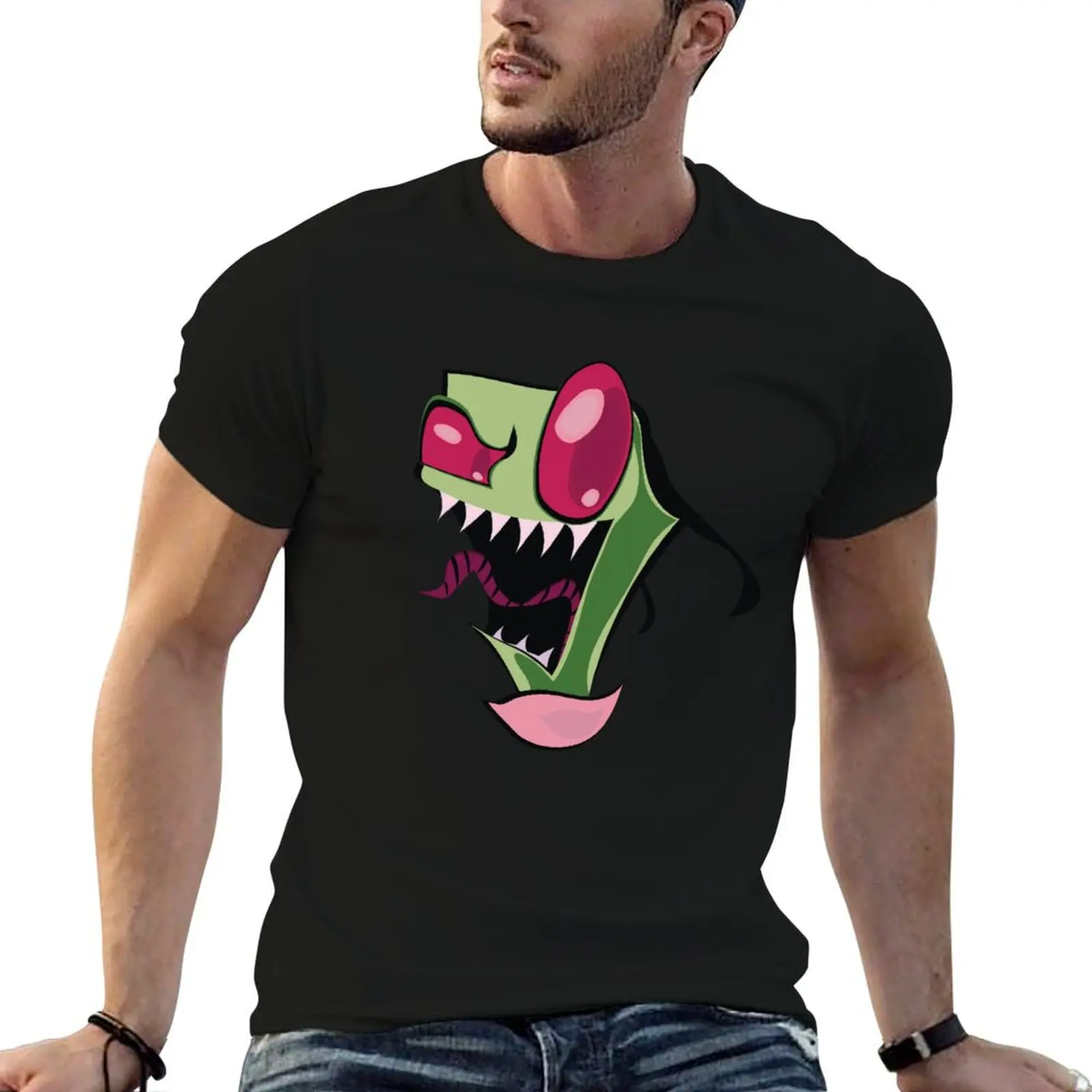 Green Alien Creature T-Shirt Daily Wear Plain Short Sleeve Shirt
