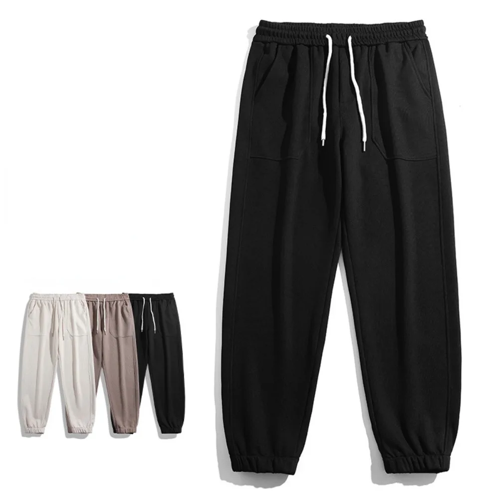 Männer Jogging Jogging hose Winter Mode Freizeit hose Kordel zug reine Farbe Marke schwarze Hose Jogger Männer Kleidung Baggy