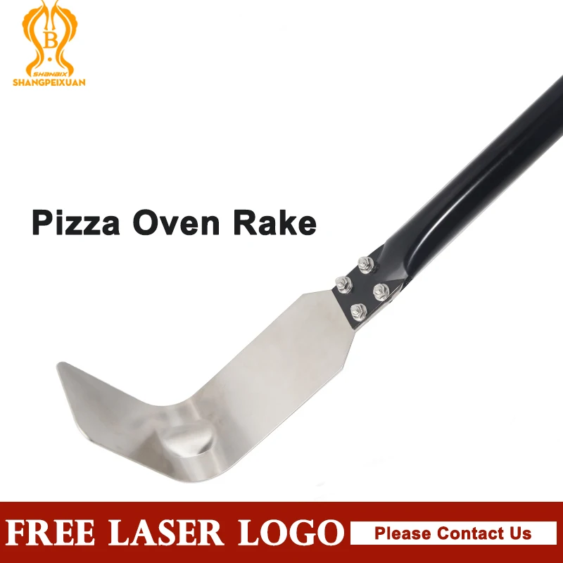 

SHANGPEIXUAN Brick Pizza Oven Long Rake 304 Stainless Steel 49 Inch Detachable Scraper Ash Wood Clean Tool Rabbler Brush Set