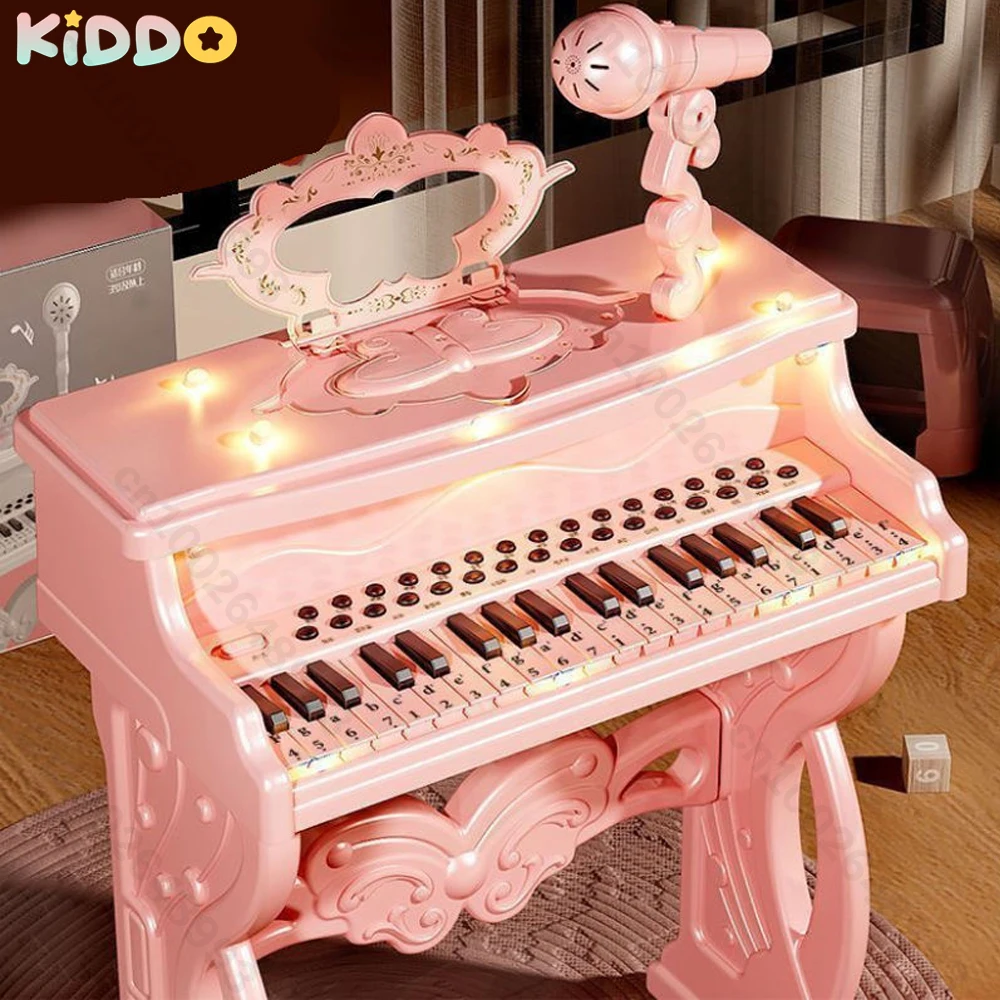 

Kids Electronic Piano Keyboard Multifunctional Music Instrument playset with Microphone for Boys and Girls with Chair Christmas