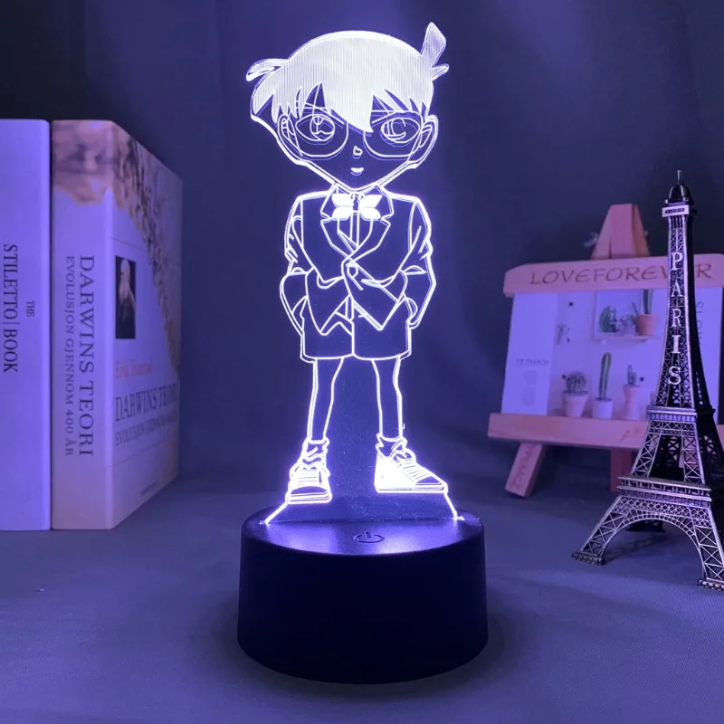 Detective Conan 3D Night Lights Anime Figure Conan Edogawa Haibara Ai Desk Lamps Children\'s Kawaii Bedhead Bedroom Decoration