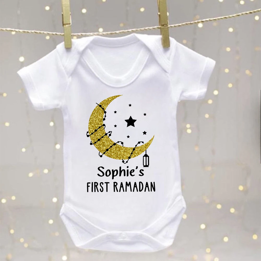 Personalized Baby First Ramadan Romper Custom Name Newborn Eid Ramadan Outfit Bodysuit Islamic Muslim Holiday Infant Jumpsuit