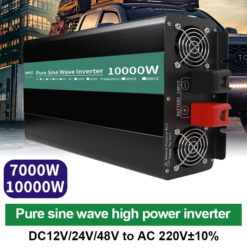 Pure Sine Wave Inverter DC 12V 24V 48V 220V 7000W 10000W Inversor Voltage Converter 12 220 Power Car Solar Inverter LCD