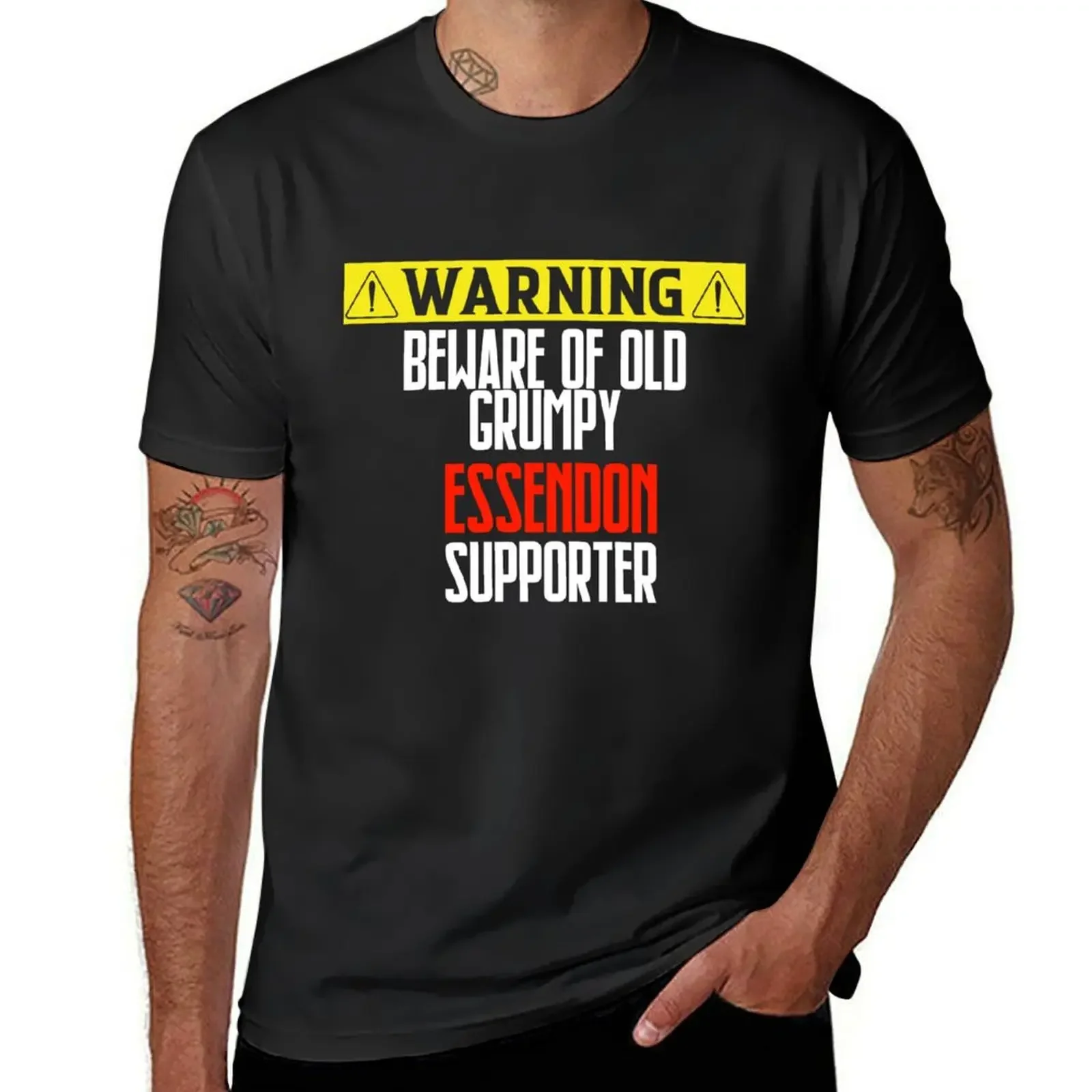 Beware of Old Grumpy Essendon supporter T-Shirt graphic tee shirt sweat summer clothes designer t shirt men