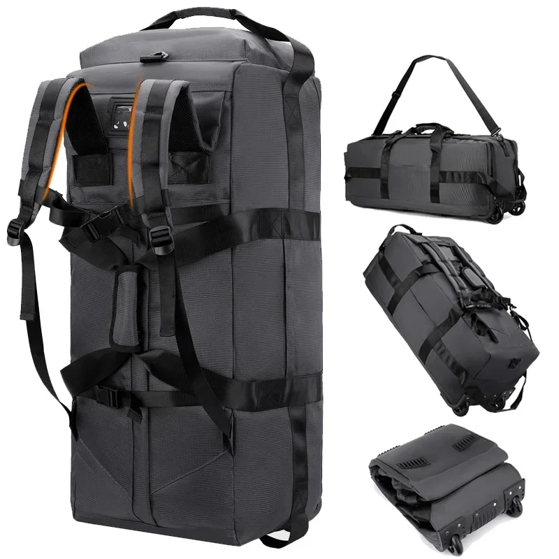 

Foldable Wheeled Travel Bag Outdoor Camping Hiking Car Duffle Bags Luggage Moving Handbag Large Sport Fitness Storage Backpack
