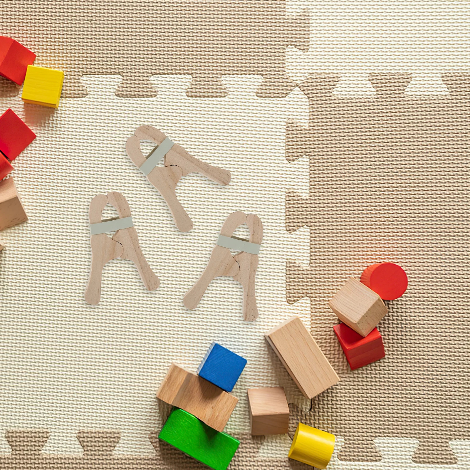 6Pcs Wooden Play Clips Kids Blanket Fort Building Montessori Handmade Creative Pretend Play Clips for Imaginative Construction