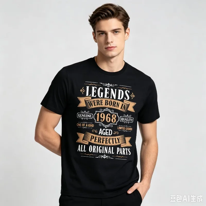 LEGENDS WERE BORN IN 1968 Vintage Birthday T-Shirt Men’s Retro Graphic Tee Soft Modal Casual Top for 57th Anniversary Party Gift