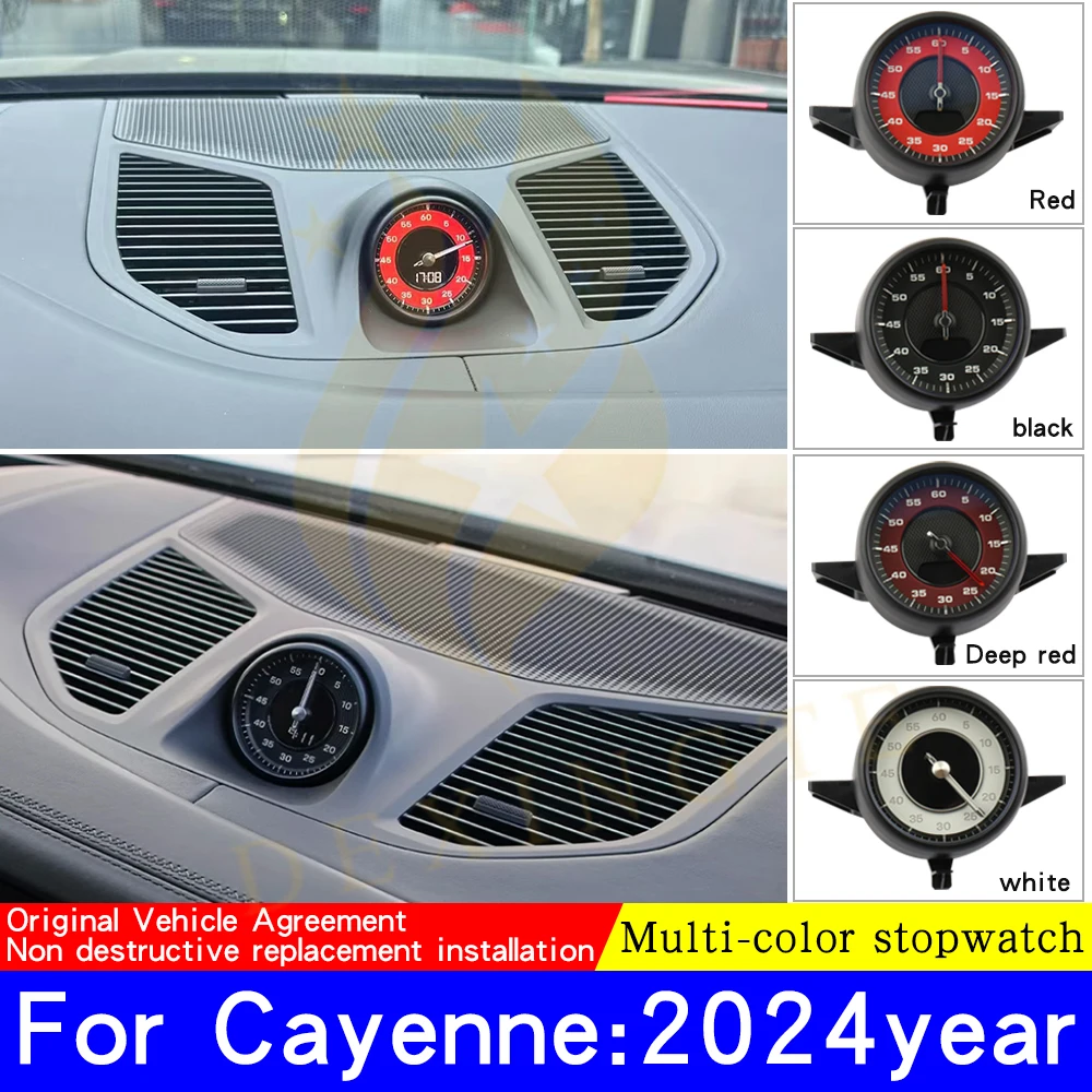 Center Console Stopwatch Compass Clock For Porsche Cayenne 2024 Upgraded Gauges Interior Chrono Timer Decoration Accessories