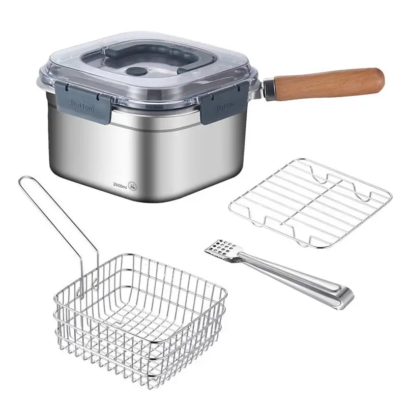 

Camping Cooking set 2500ml Square Cooking Pot Deep Fryer Steamer Multifunctional Travel Tableware Outdoor Hiking Picnic Set