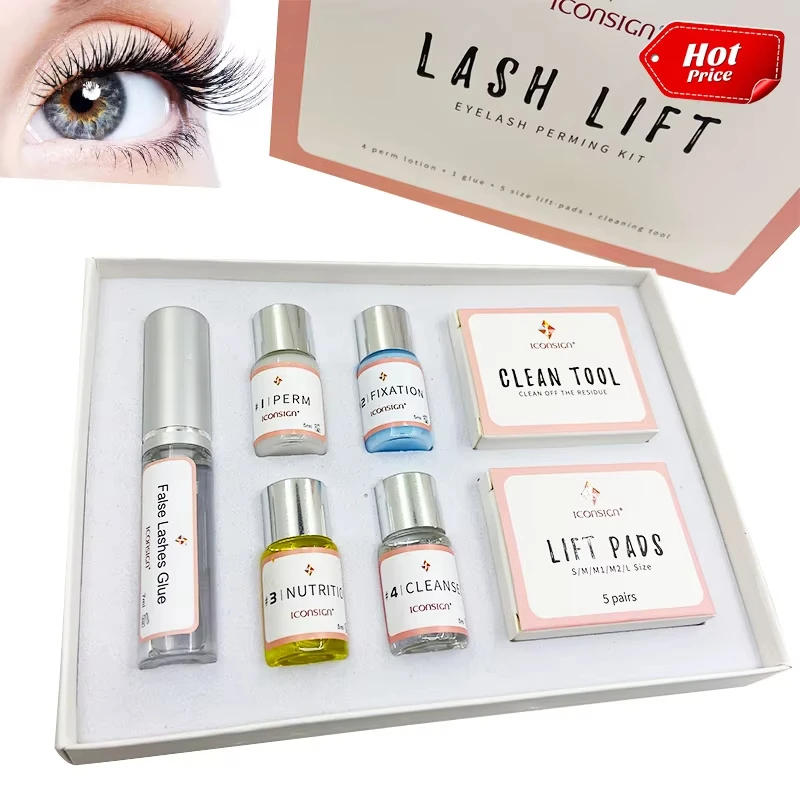 Kit de levantamiento de pestañas y tinte de cejas, combinación de maquillaje de ojos permanente con almohadillas de elevación y Herramientas de limpieza