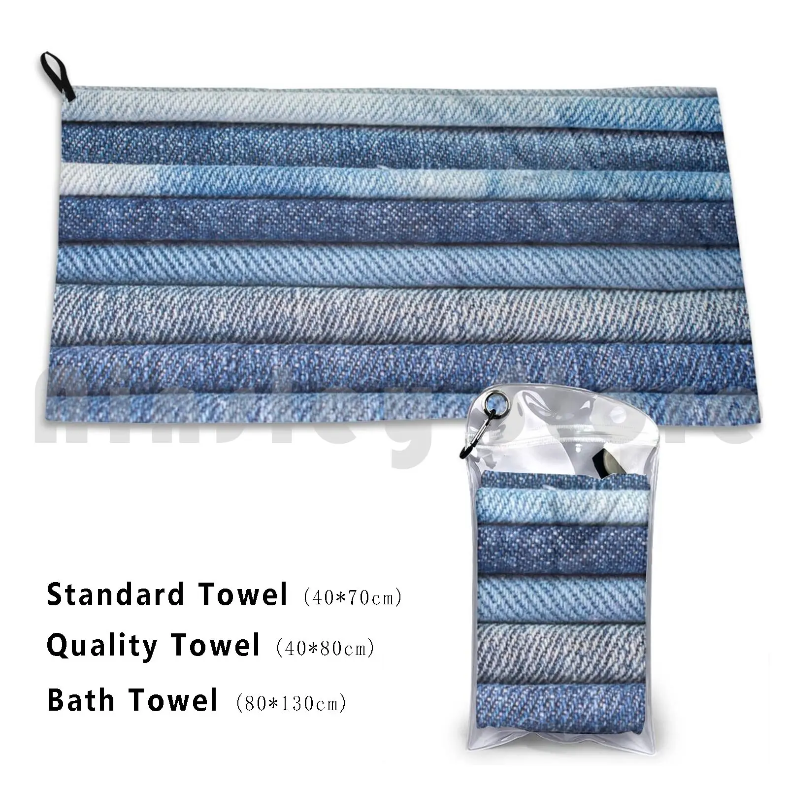 Jeans Look Stylish Bath Towel Beach Cushion Jeans Look Stylish Trendy Mouth Jeans Blue Summer Autumn