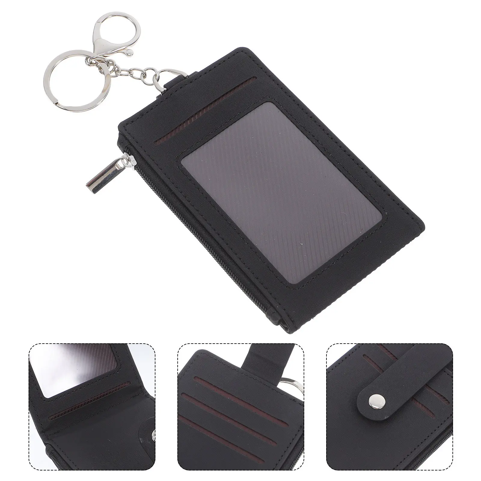 

PU Card Holder Keyring Wallet Waterproof Business Card Case Badge Sleeve Bus Pass Holder Key Organizer for Office Daily Use