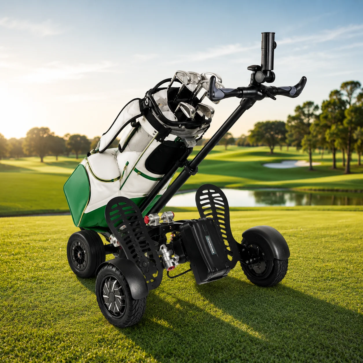 10 Inch 1600W Electric Golf Buggy, Folding Golf Cart, Aluminium Ride Push Trolley, Golf Scooter