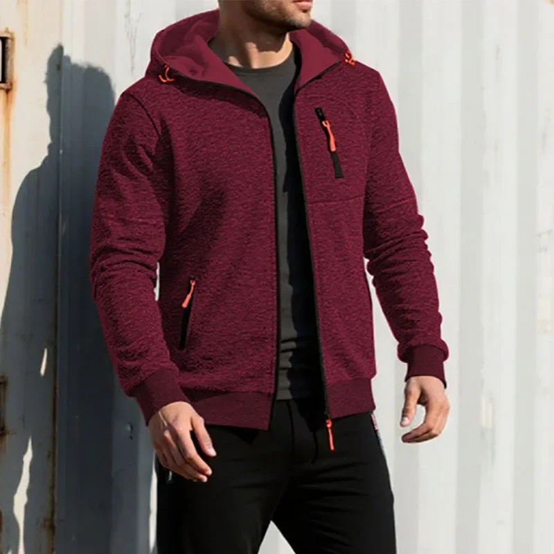 

Men's Casual Jacket Hooded Zipper Fashion Sweatshirt Jackets Solid Color Slim Fit Sportswear Male Tracksuit Streetwear Autumn