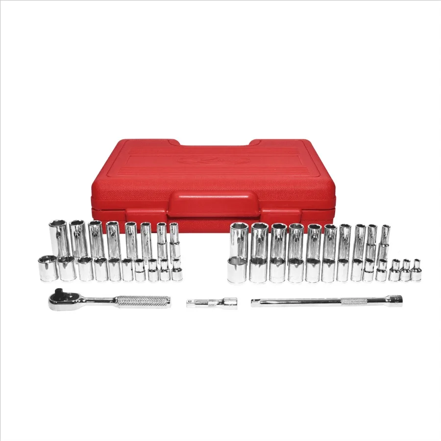 

K-Tool 21044 44-Piece 1/4-Inch Drive 6-Point SAE and Metric Socket Set Standard and Deep Sockets for Automotive Repair, Compact