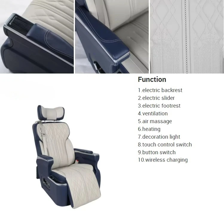 Luxury Adjustable Leather Car Seat with Footrest for Mercedes-Benz/Toyota Vans Boats Buses Yachts-HaoBang HB-RA04