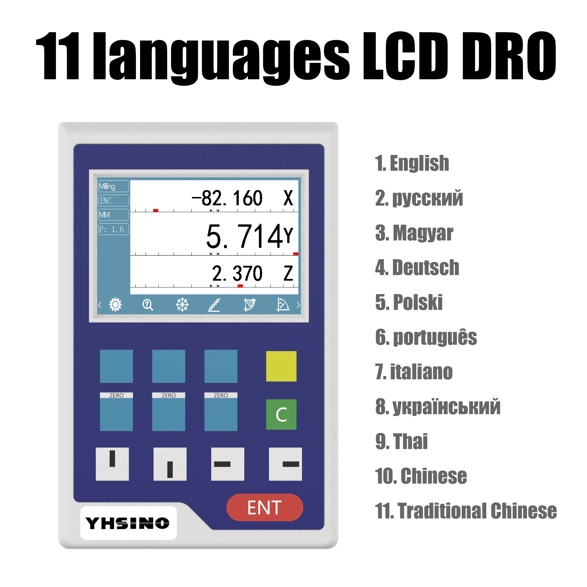 Línguas 3.5 Polegada Tela Lcd Ttl Dro Digital Readout Display Monitor para Escala Linear Encorder Sensor Novo Yh8002a Yh8003a 11