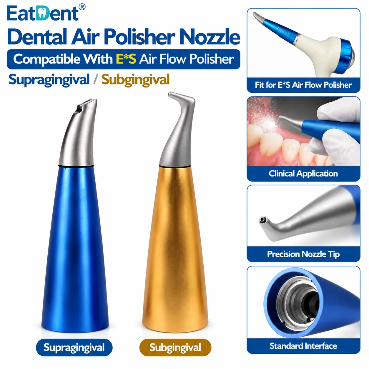 Dental Air Polisher Nozzle Compatible With E*S Air Flow HANDY PERIO Supragingival/Subgingival Prophy Jet Nozzles Accessories